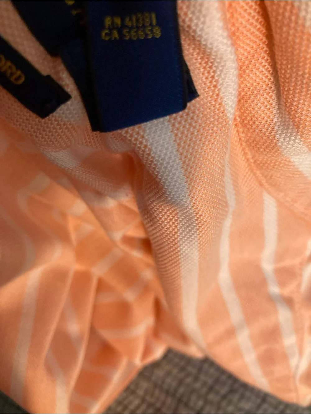 Ralph Lauren Peach and White Striped Short-Sleeve Polo